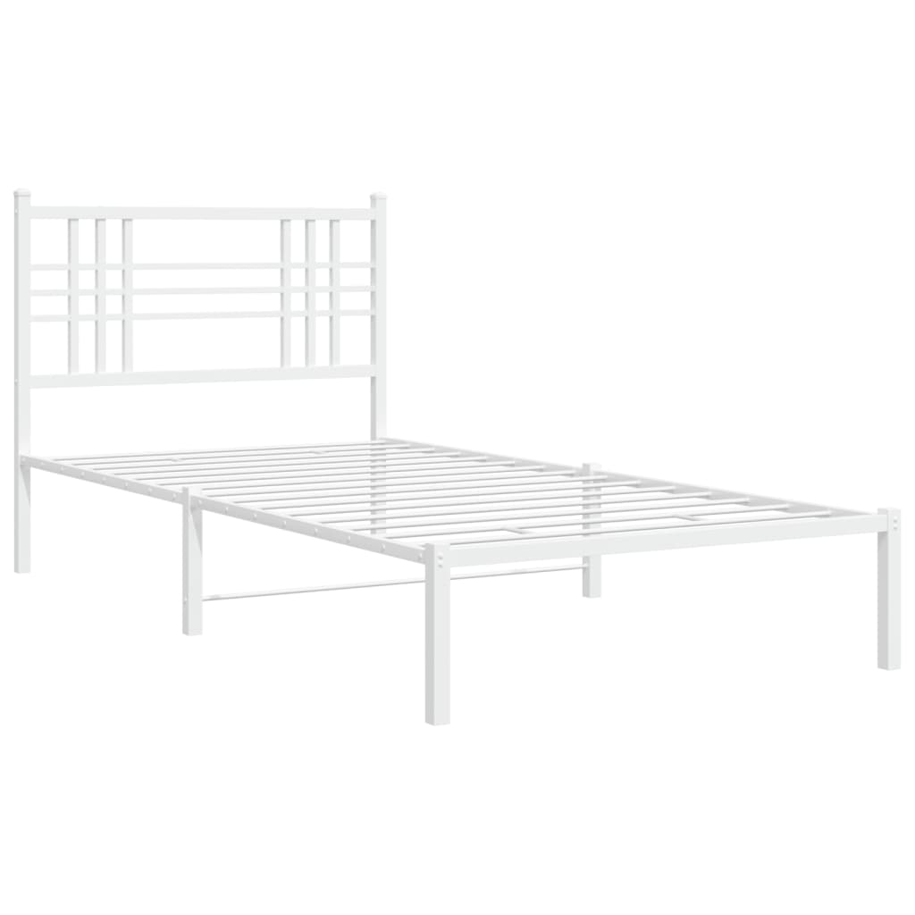 Sengeramme i metall med hodegavl hvit 100x200 cm