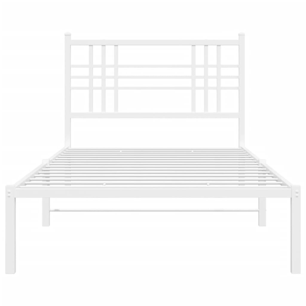 Sengeramme i metall med hodegavl hvit 107x203 cm