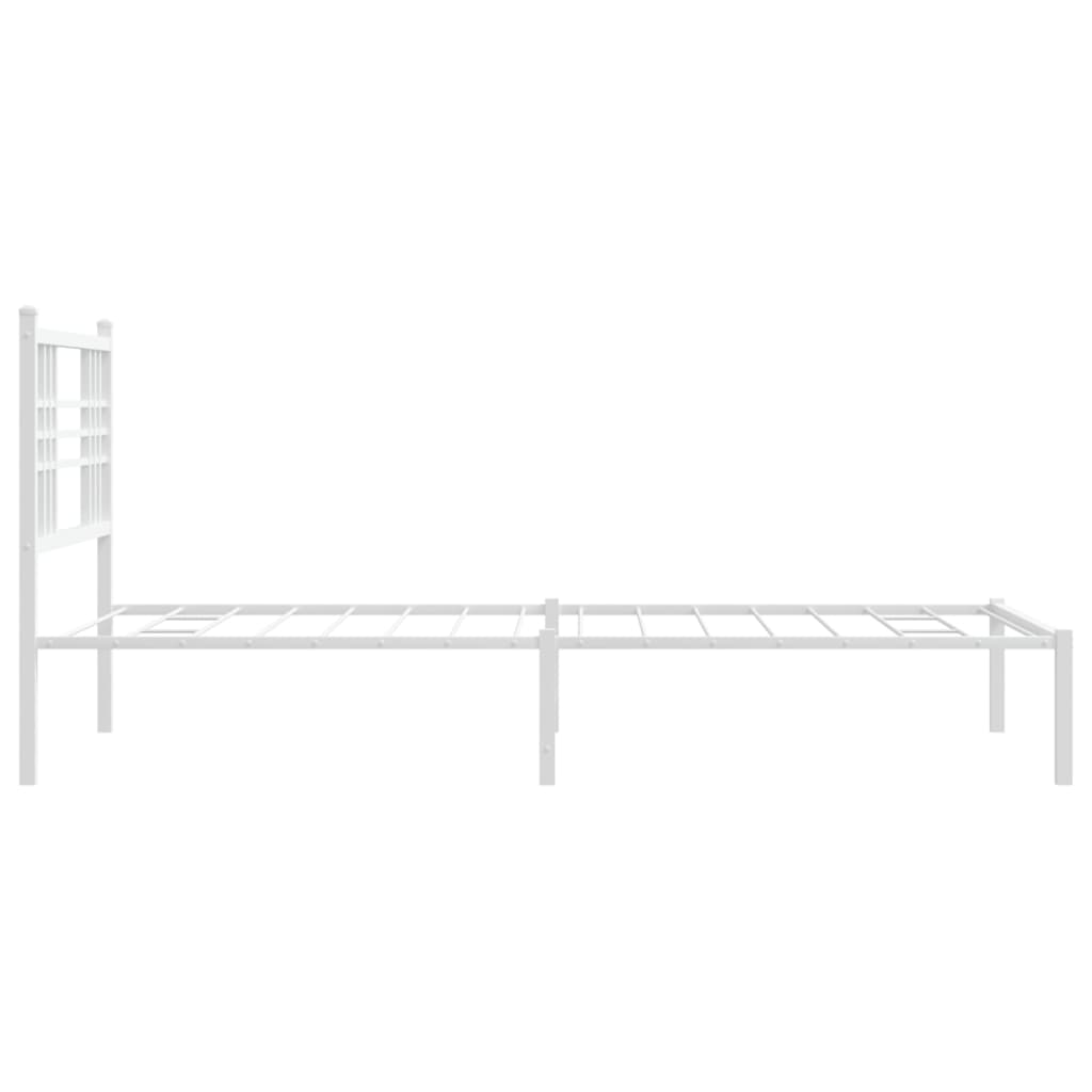 Sengeramme i metall med hodegavl hvit 107x203 cm