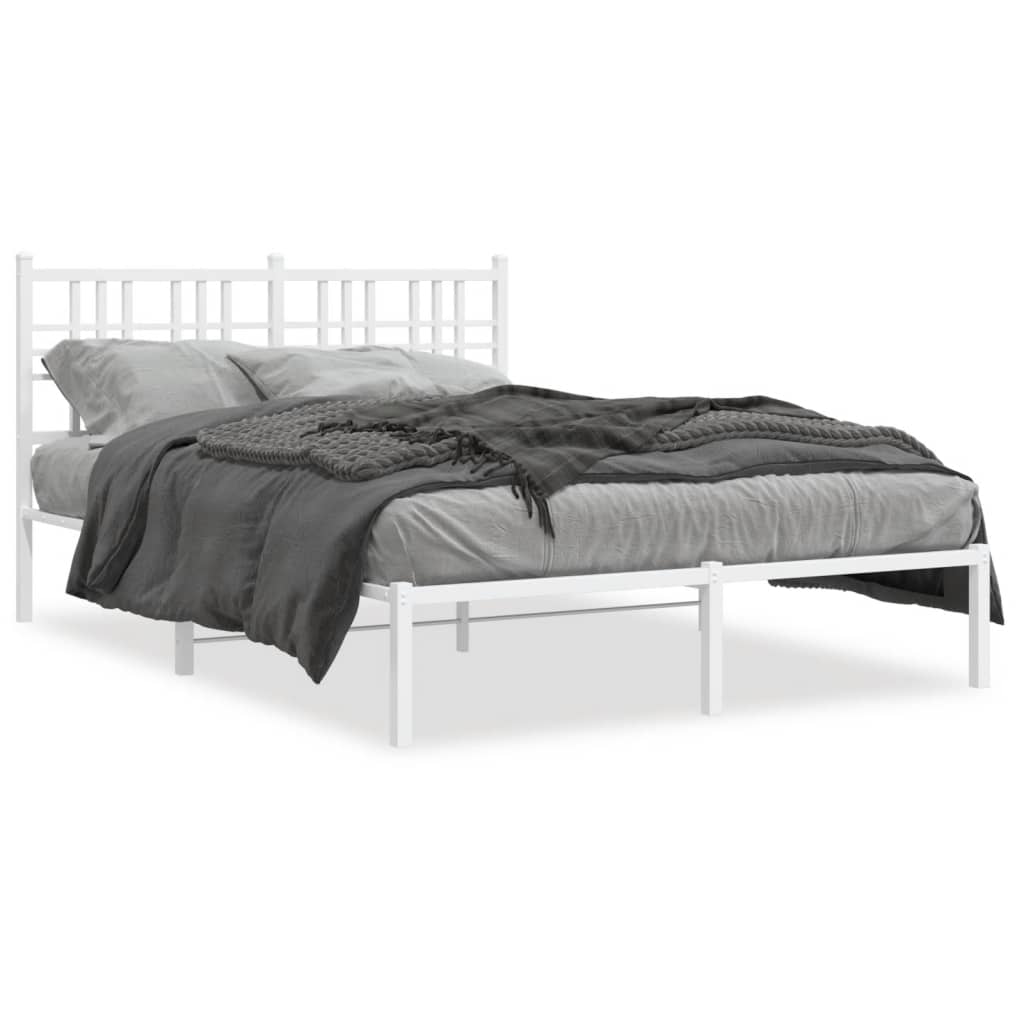 Sengeramme i metall med hodegavl hvit 120x190 cm