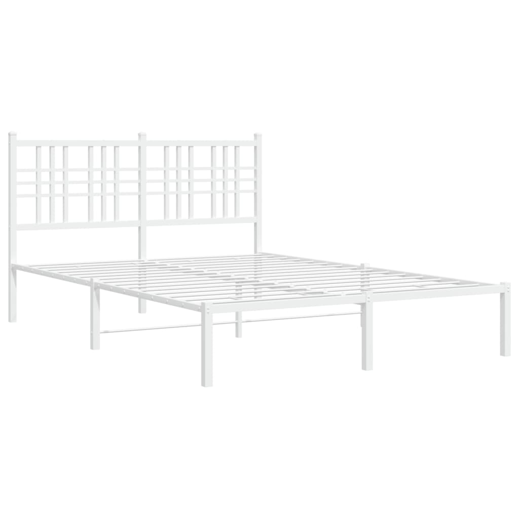 Sengeramme i metall med hodegavl hvit 135x190 cm