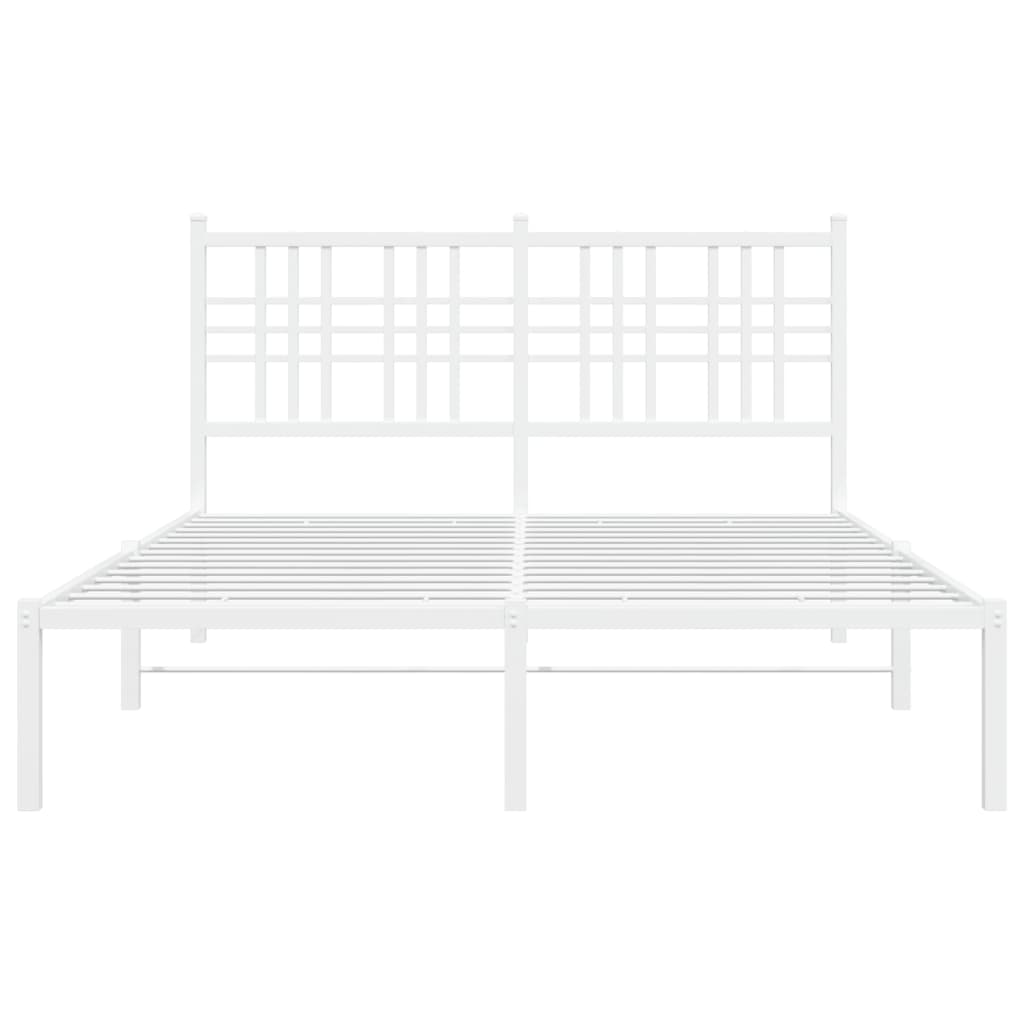 Sengeramme i metall med hodegavl hvit 140x190 cm