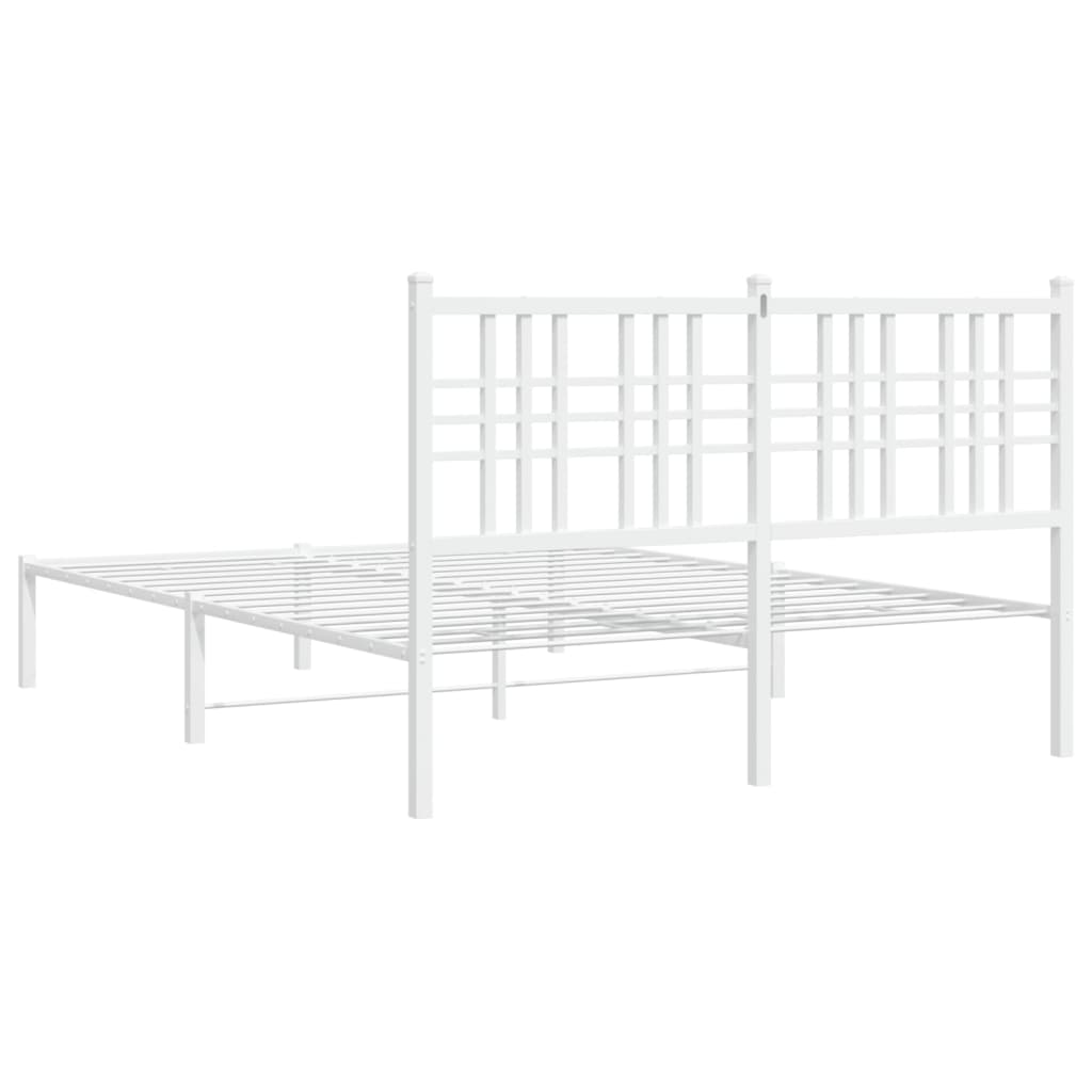 Sengeramme i metall med hodegavl hvit 140x190 cm
