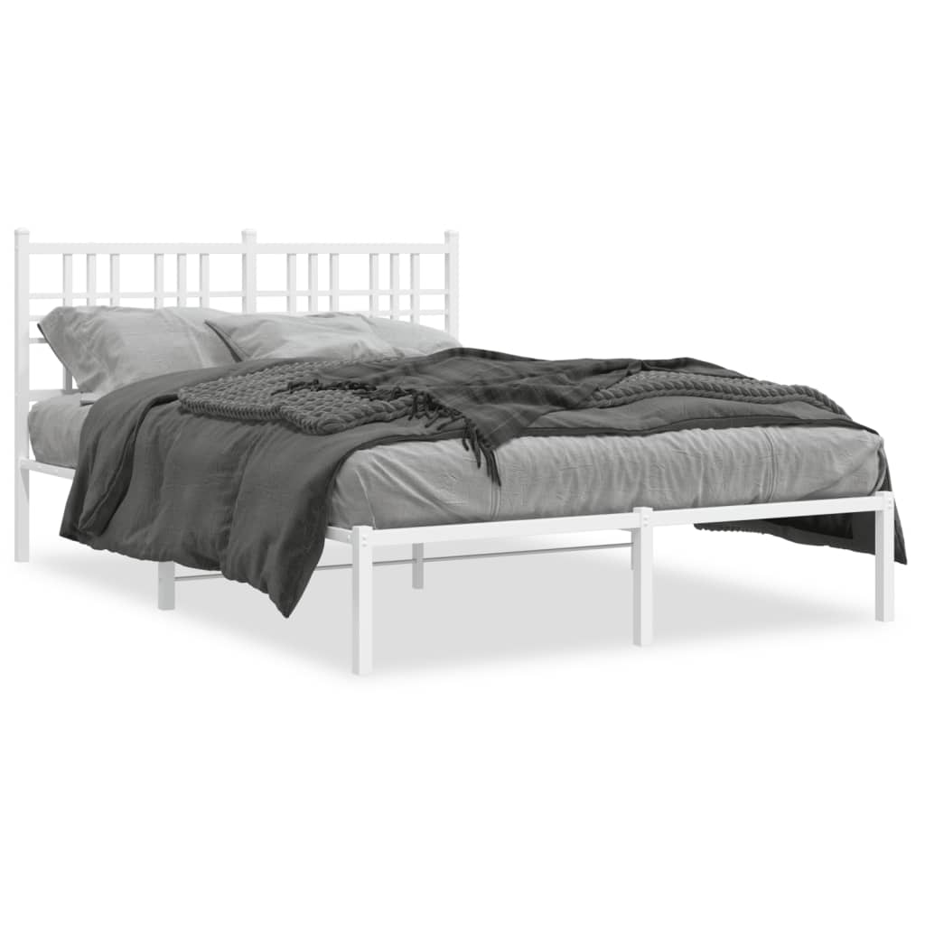Sengeramme i metall med hodegavl hvit 140x190 cm
