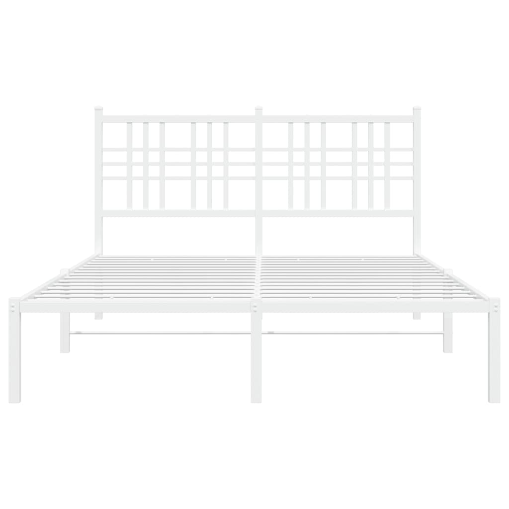 Sengeramme i metall med hodegavl hvit 140x200 cm