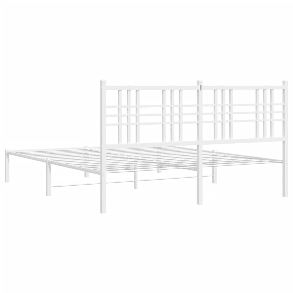 Sengeramme i metall med sengegavl hvit 150x200 cm
