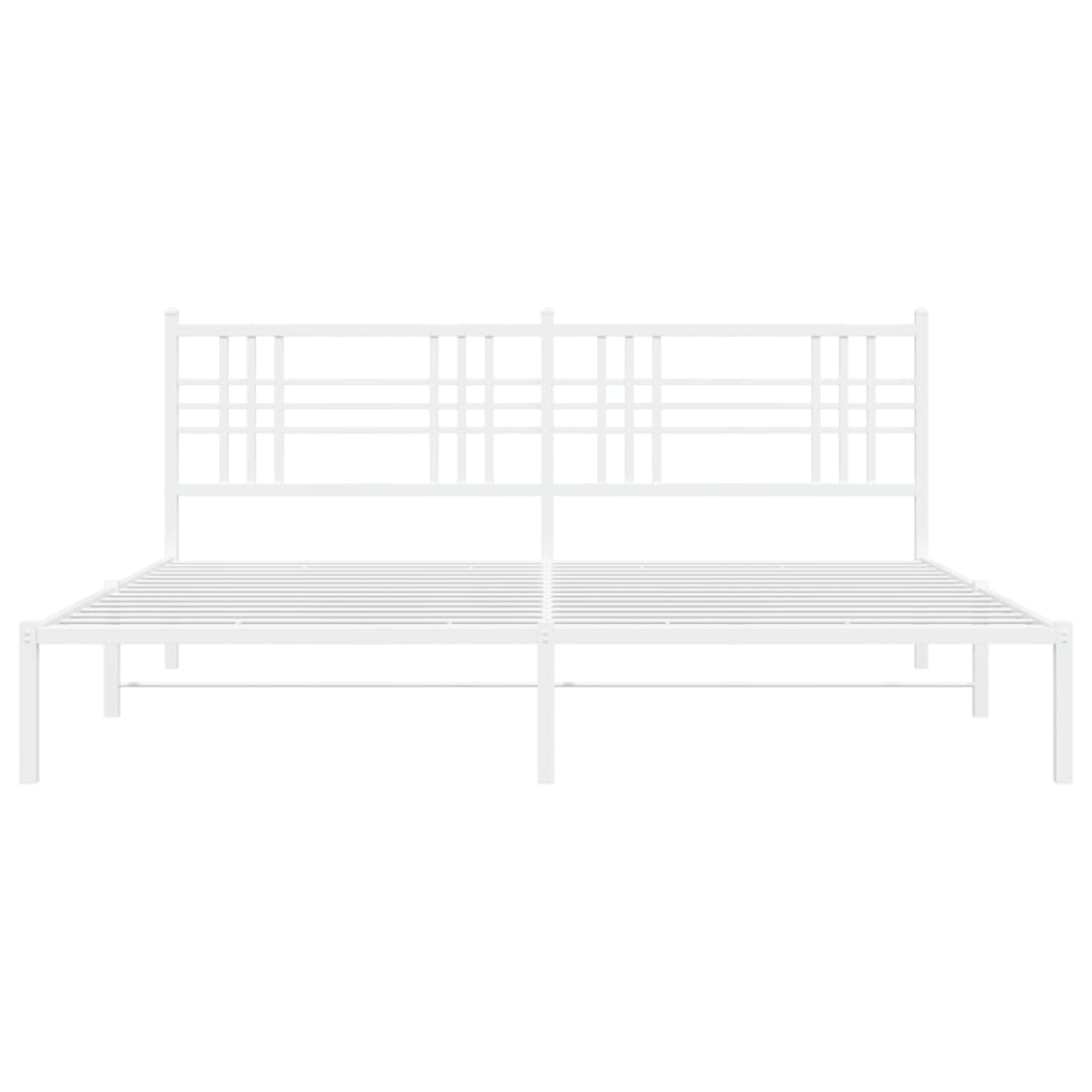 Sengeramme i metall med hodegavl hvit 183x213 cm