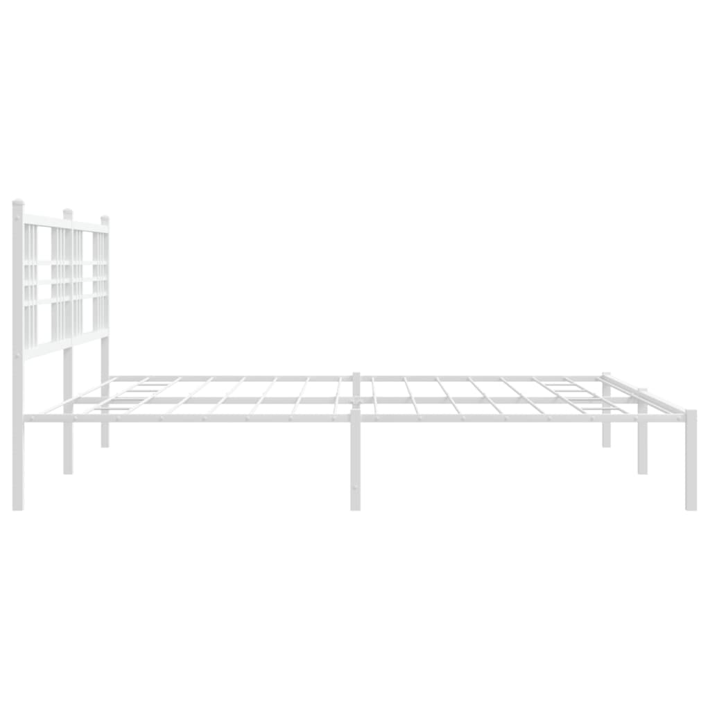 Sengeramme i metall med hodegavl hvit 183x213 cm