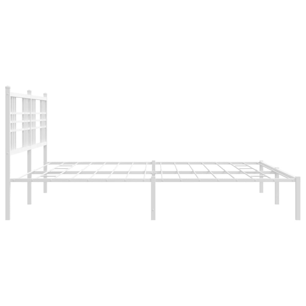 Sengeramme i metall med hodegavl hvit 193x203 cm