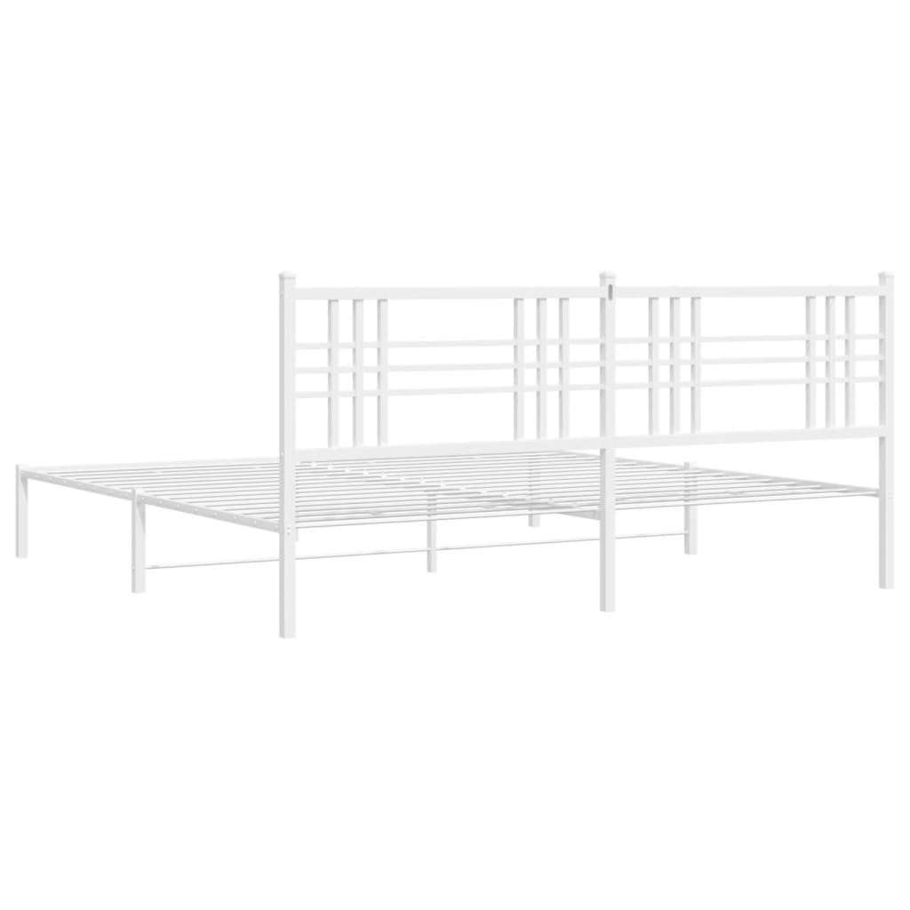 Sengeramme i metall med hodegavl hvit 193x203 cm
