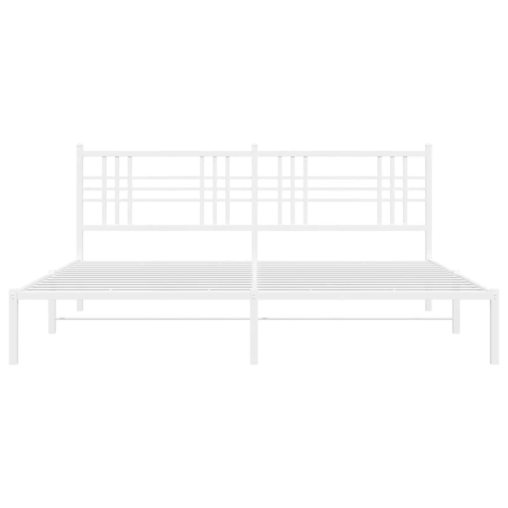 Sengeramme i metall med sengegavl hvit 200x200 cm