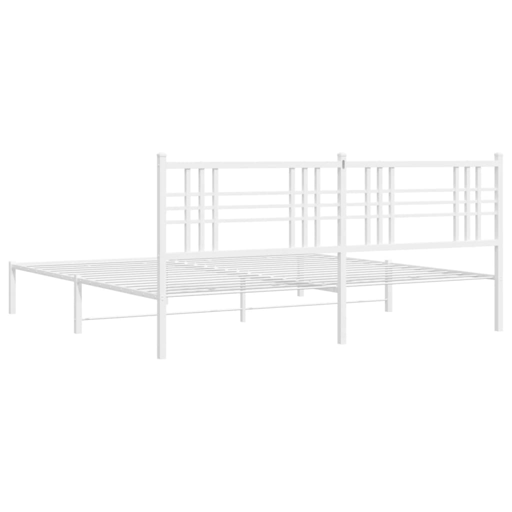 Sengeramme i metall med sengegavl hvit 200x200 cm