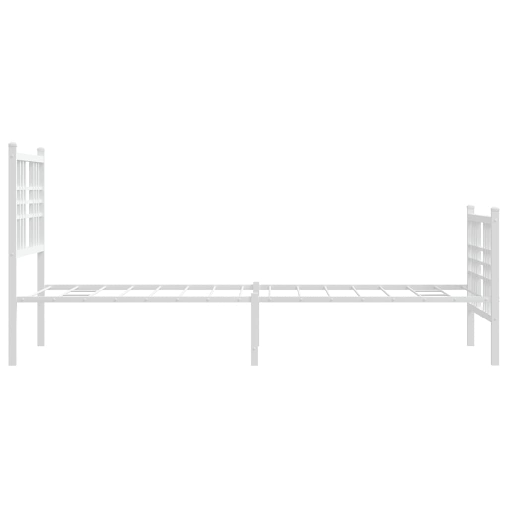 Sengeramme i metall med hode- og fotgavl hvit 75x190 cm