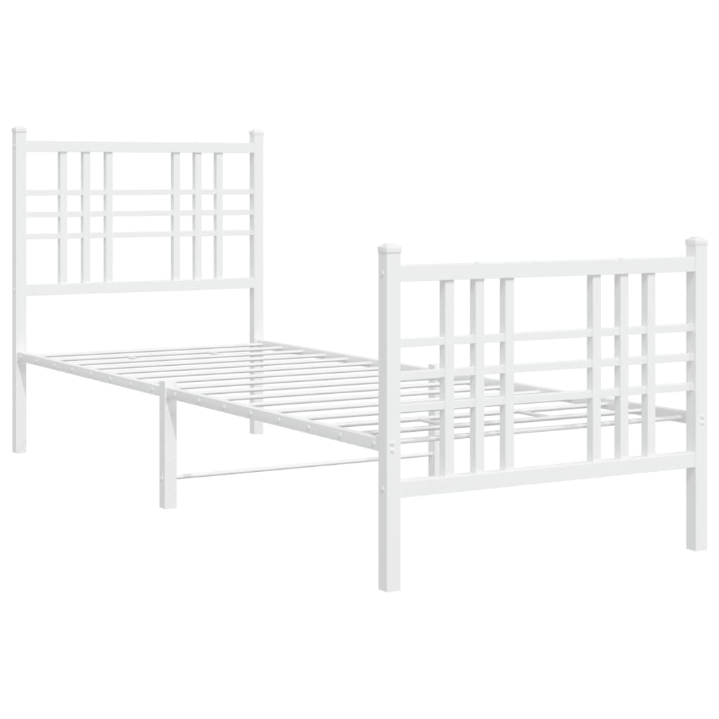 Sengeramme i metall med hode- og fotgavl hvit 80x200 cm