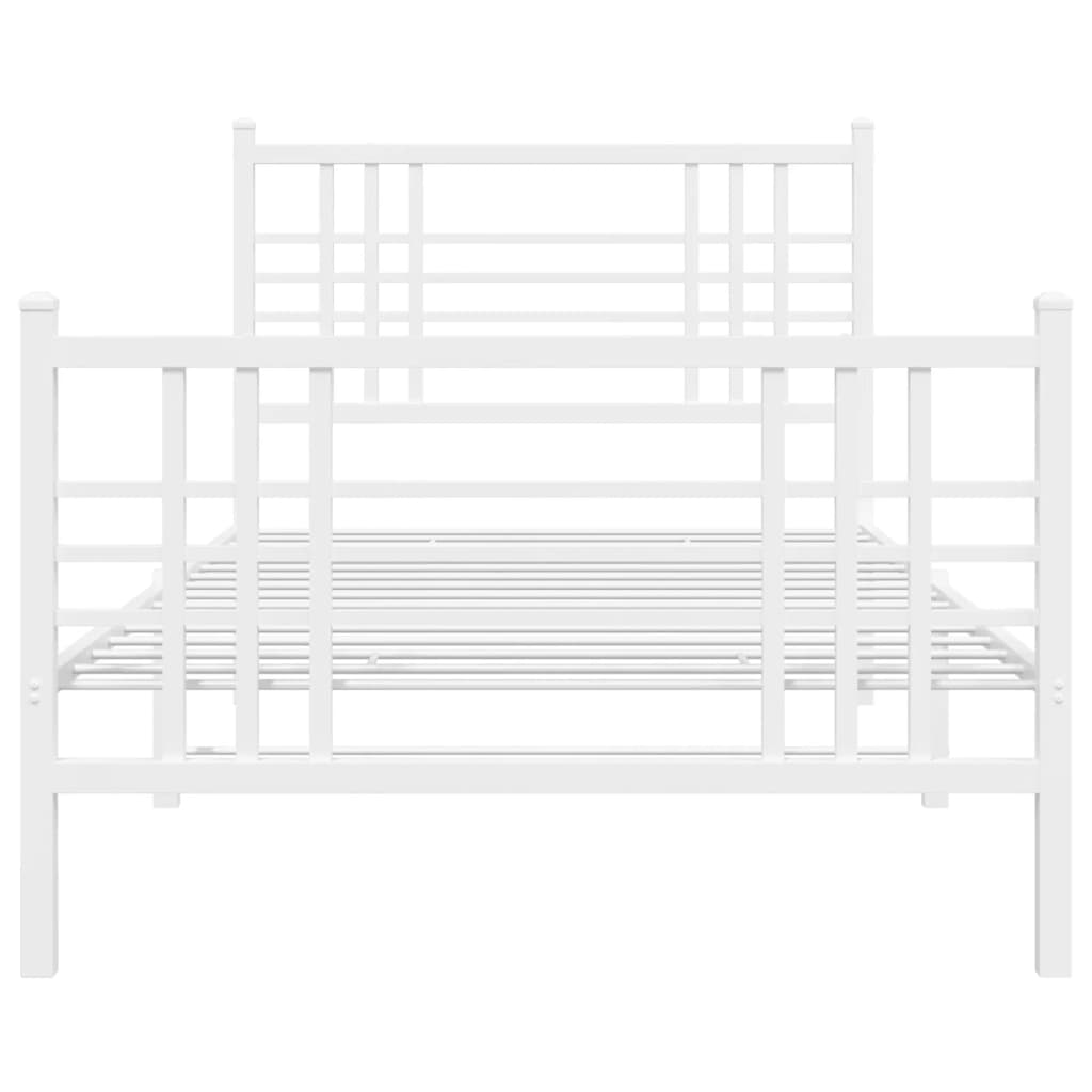 Sengeramme i metall med hode- og fotgavl hvit 90x200 cm