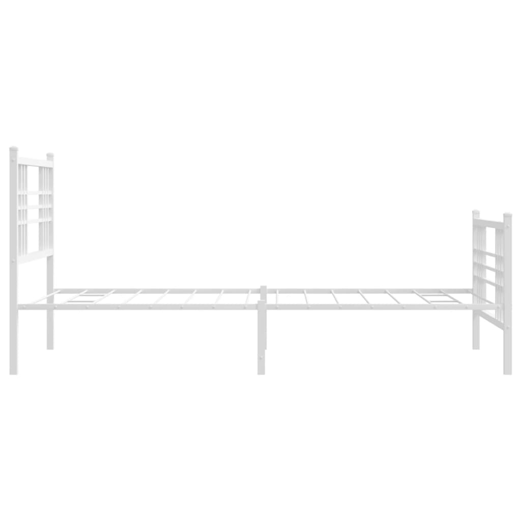 Sengeramme i metall med hode- og fotgavl hvit 90x200 cm