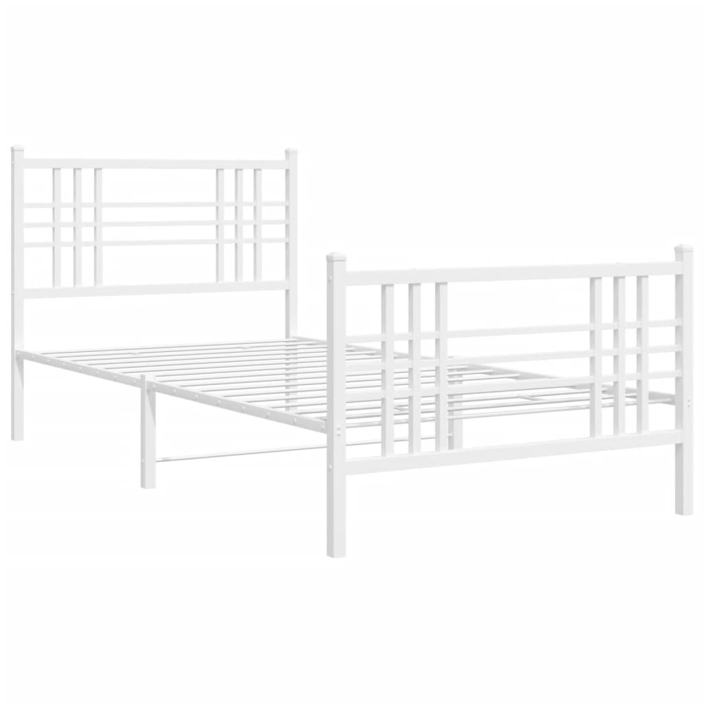 Sengeramme i metall med hode- og fotgavl hvit 100x200 cm