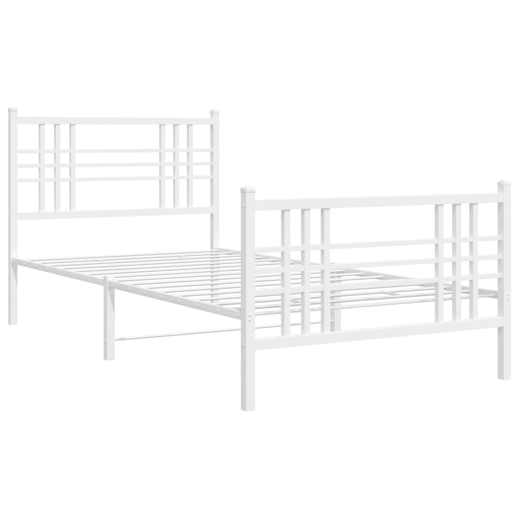 Sengeramme i metall med hode- og fotgavl hvit 107x203 cm