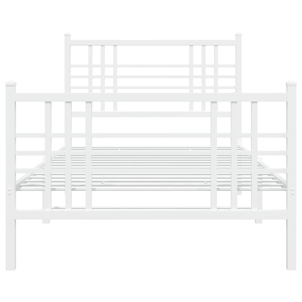 Sengeramme i metall med hode- og fotgavl hvit 107x203 cm
