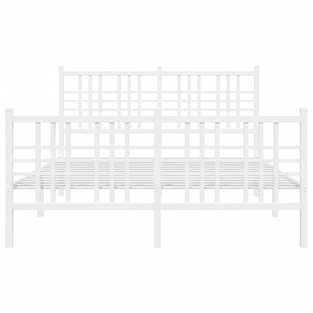Sengeramme i metall med hode- og fotgavl hvit 120x190 cm