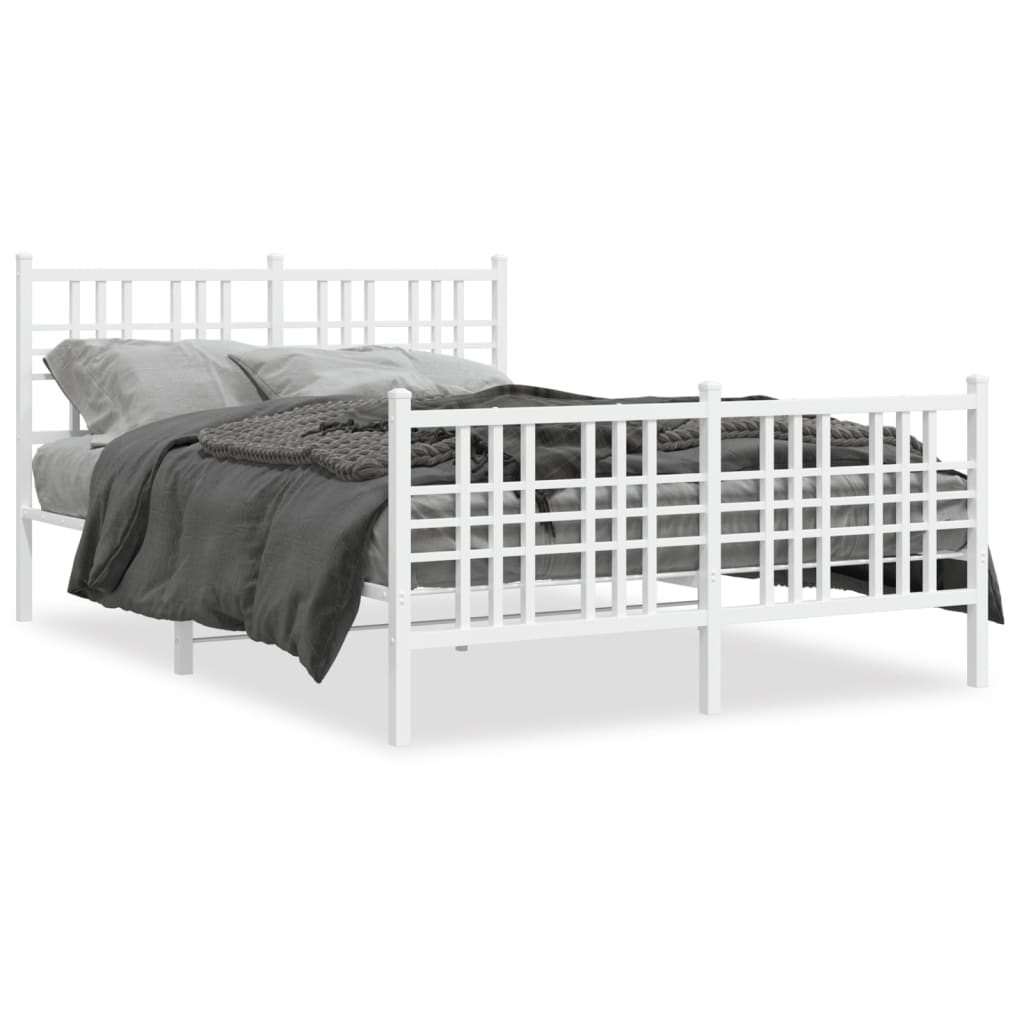 Sengeramme i metall med hode- og fotgavl hvit 120x190 cm