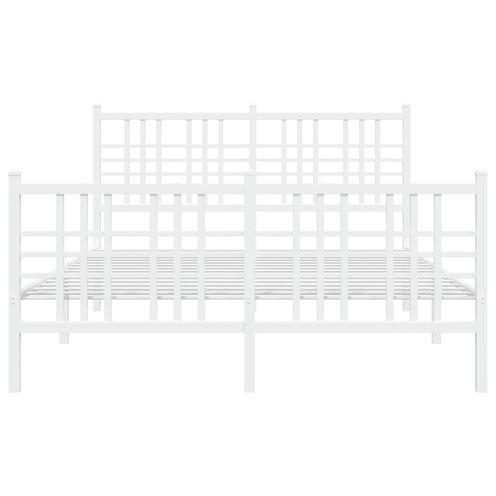 Sengeramme i metall med hode- og fotgavl hvit 137x190 cm