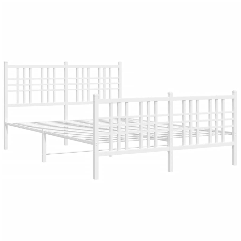 Sengeramme i metall med hode- og fotgavl hvit 140x190 cm