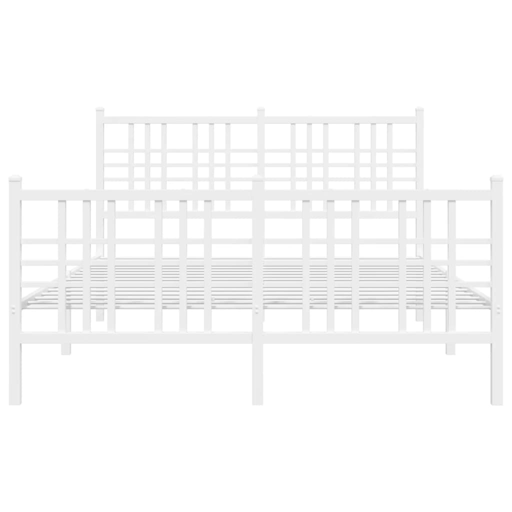 Sengeramme i metall med hode- og fotgavl hvit 140x190 cm