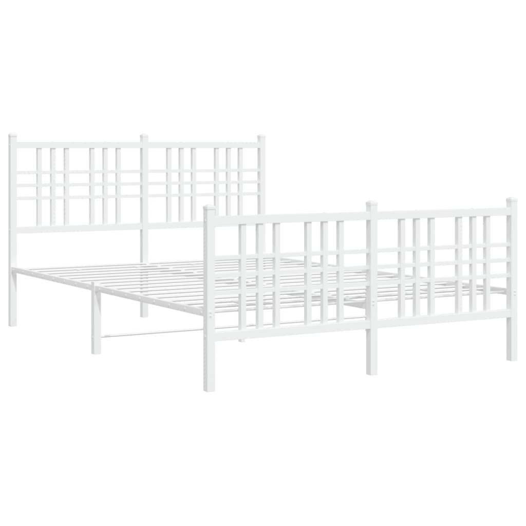 Sengeramme i metall med hode- og fotgavl hvit 140x200 cm