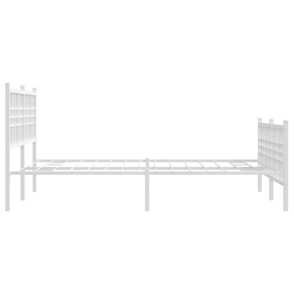 Sengeramme i metall med hode- og fotgavl hvit 140x200 cm