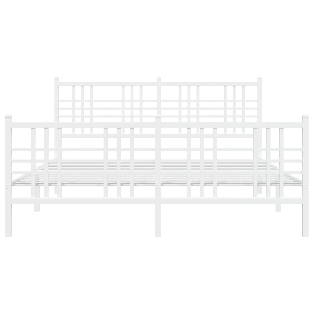 Sengeramme i metall med hode- og fotgavl hvit 150x200 cm