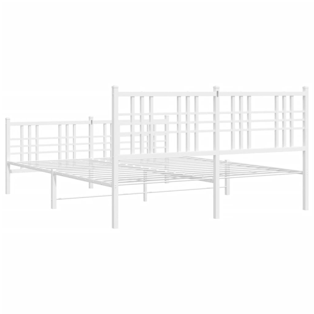 Sengeramme i metall med hode- og fotgavl hvit 150x200 cm