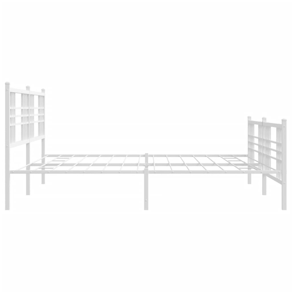 Sengeramme i metall med hode- og fotgavl hvit 183x213 cm