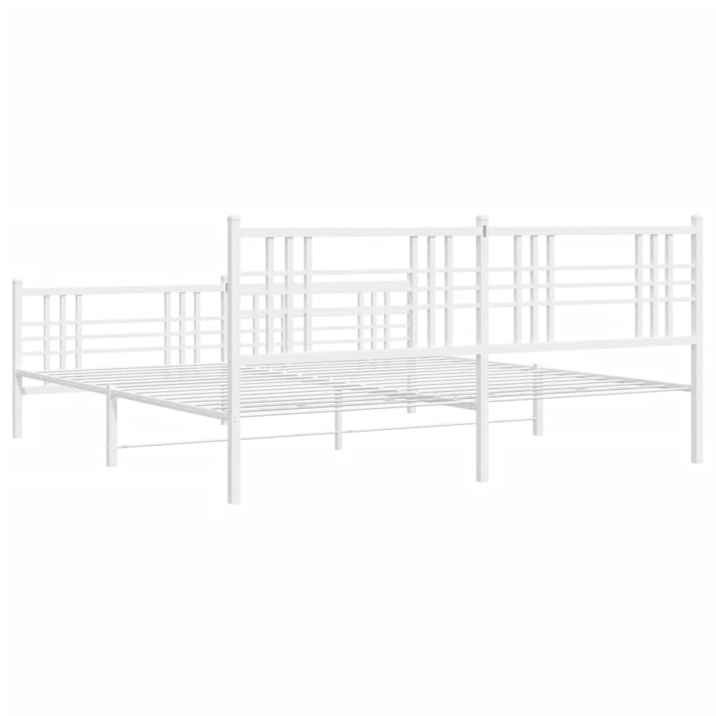 Sengeramme i metall med hode- og fotgavl hvit 183x213 cm
