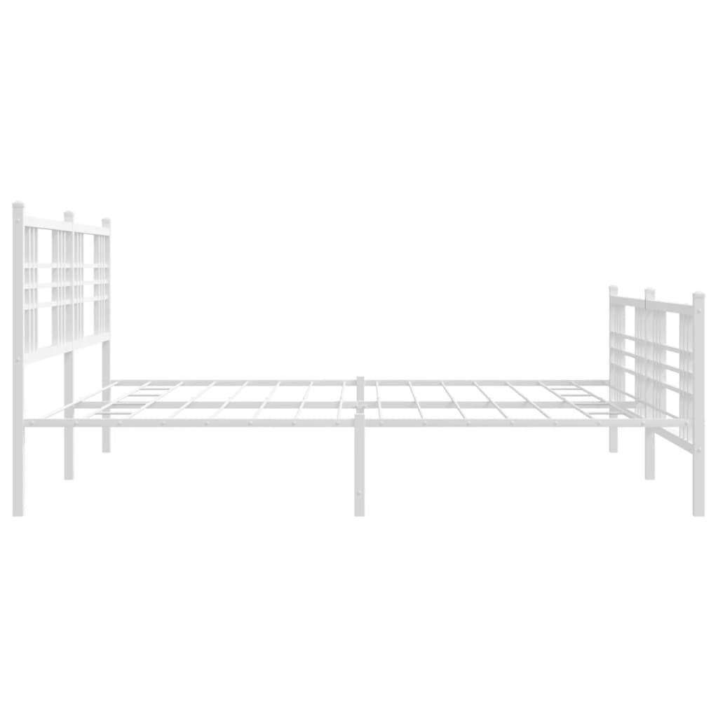 Sengeramme i metall med hode- og fotgavl hvit 193x203 cm