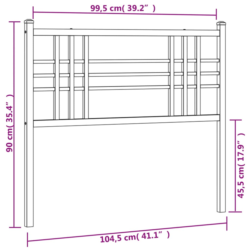 Utskiftbar sengegavl i metall hvit 100 cm