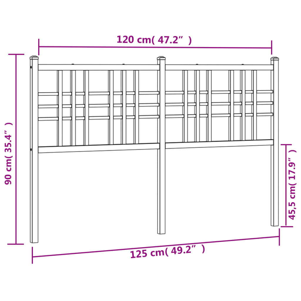 Utskiftbar sengegavl i metall hvit 120 cm