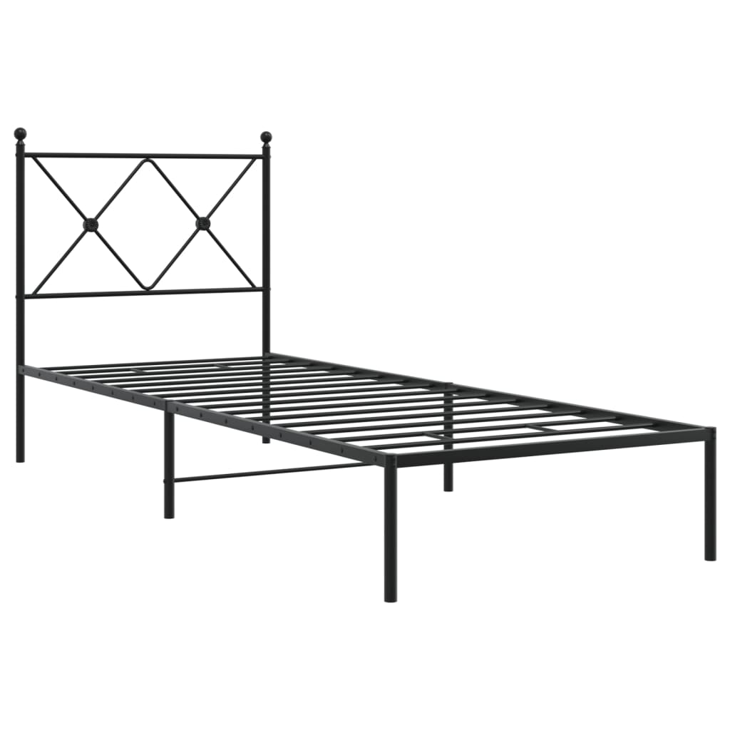 Sengeramme i metall med hodegavl svart 75x190 cm