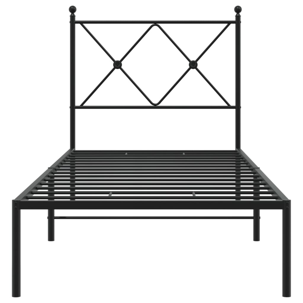Sengeramme i metall med hodegavl svart 75x190 cm