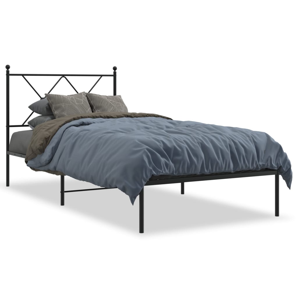 Sengeramme i metall med hodegavl svart 90x190 cm