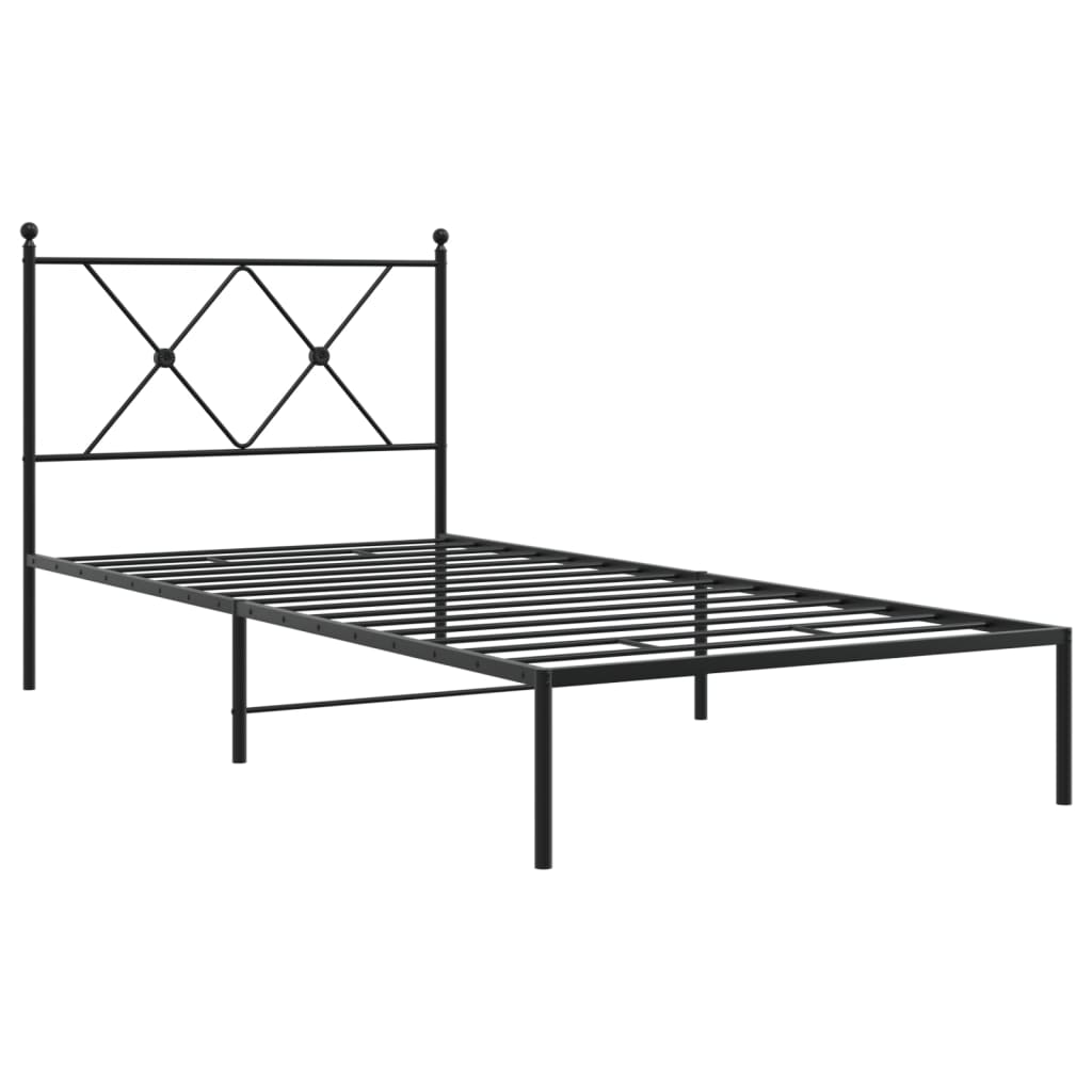 Sengeramme i metall med hodegavl svart 90x190 cm