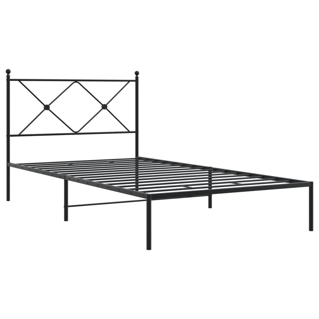 Sengeramme i metall med hodegavl svart 100x190 cm