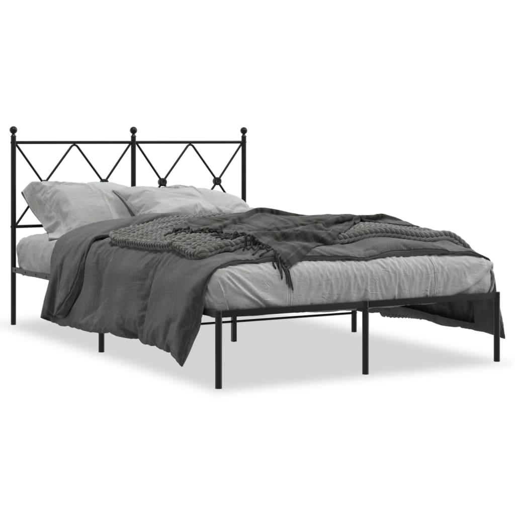 Sengeramme i metall med hodegavl svart 120x190 cm