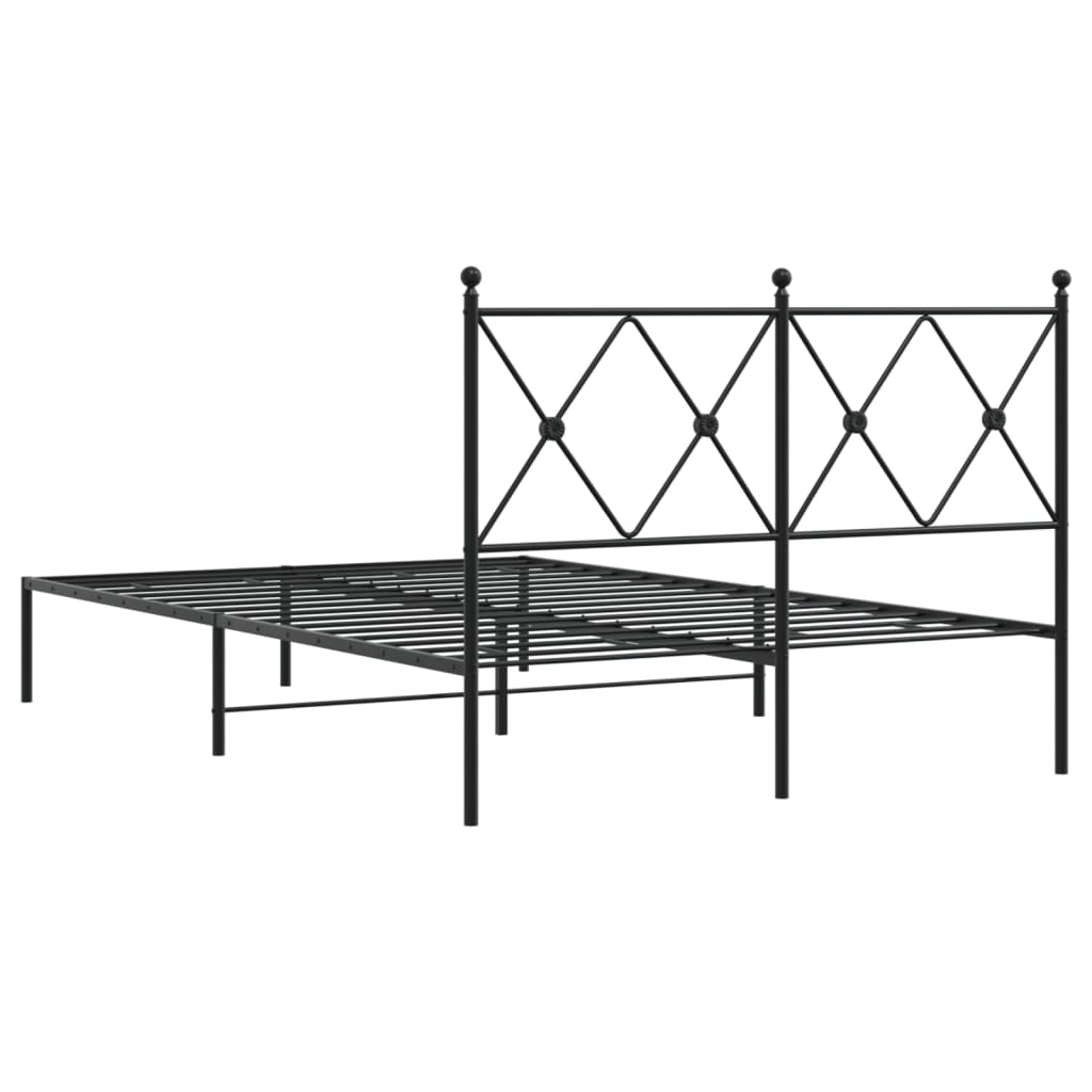 Sengeramme i metall med sengegavl svart 120x200 cm