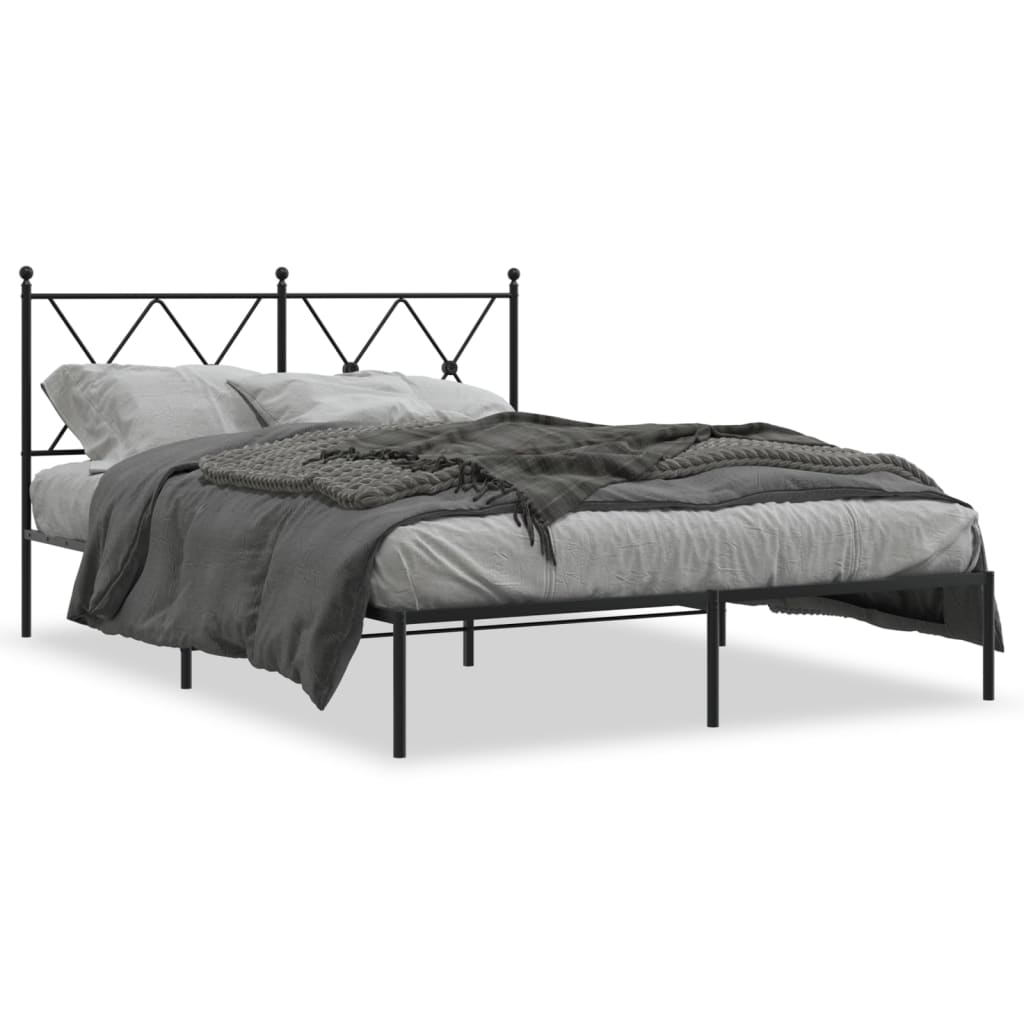 Sengeramme i metall med hodegavl svart 135x190 cm