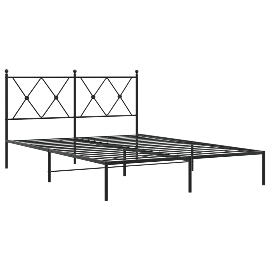 Sengeramme i metall med hodegavl svart 140x190 cm