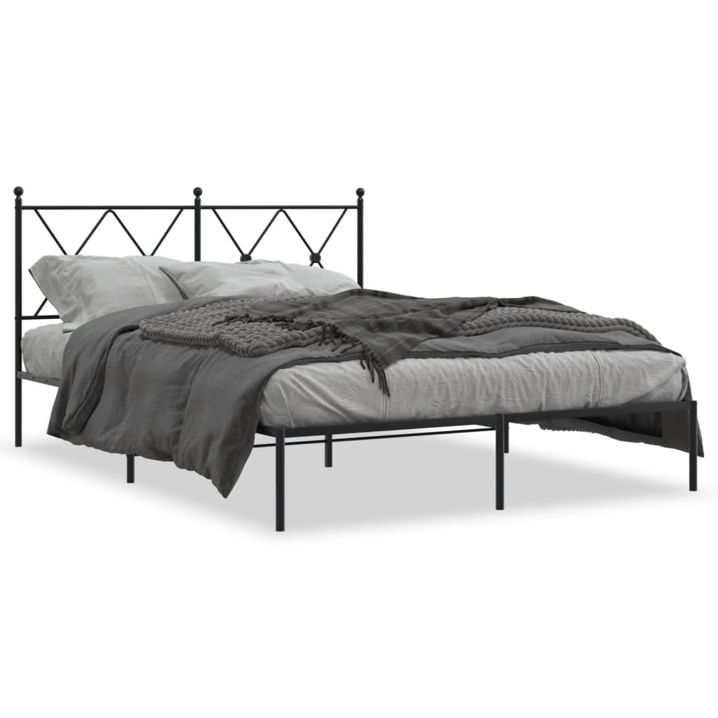 Sengeramme i metall med hodegavl svart 140x190 cm