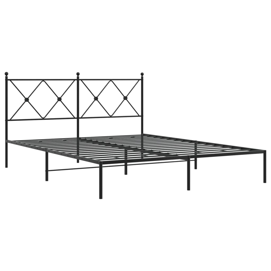 Sengeramme i metall med sengegavl svart 150x200 cm