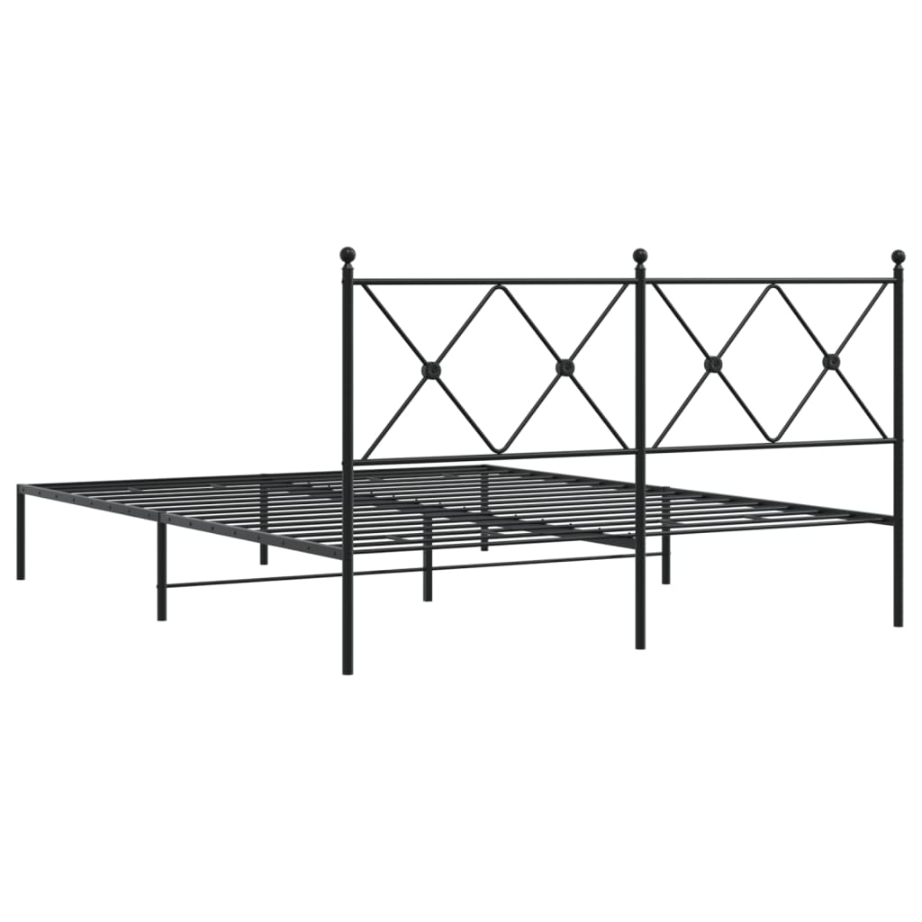 Sengeramme i metall med hodegavl svart 160x200 cm