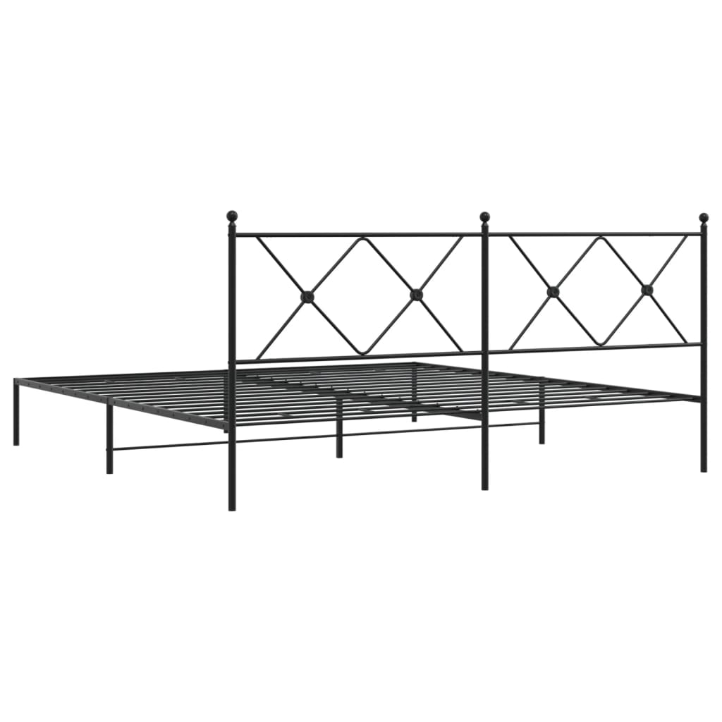 Sengeramme i metall med sengegavl svart 183x213 cm